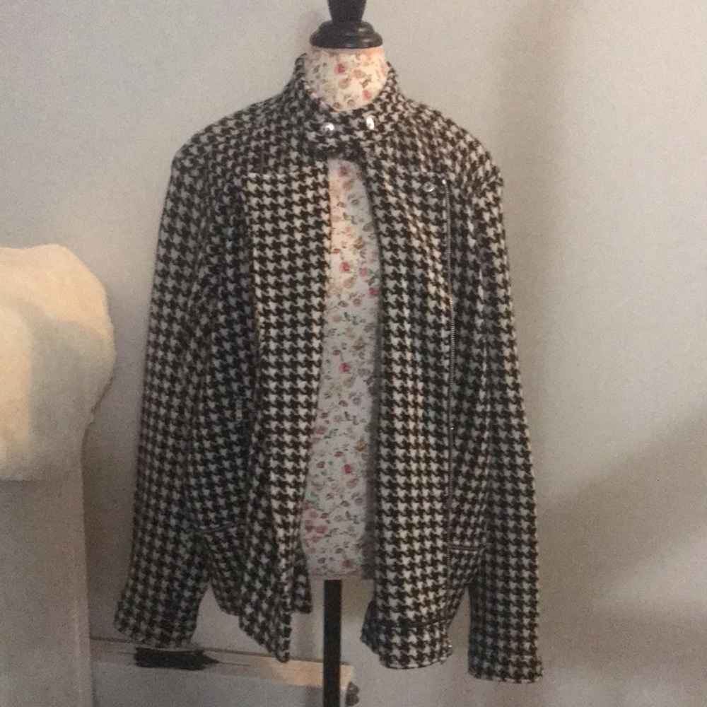 🆕NWOT*Ralph Lauren MOTO Jacket 100%Lambswool Houndstooth Size 3X - Picture 5 of 16